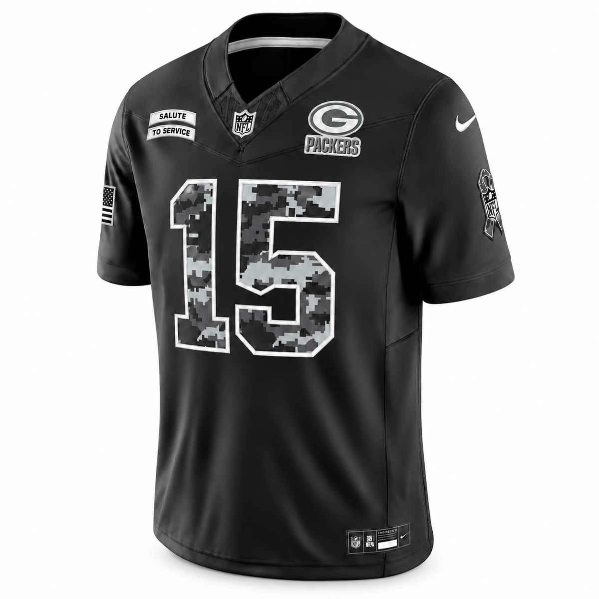 Men's Bart Starr Green Bay Packers 2026 Salute to Service Stitched Limited Jersey - Black