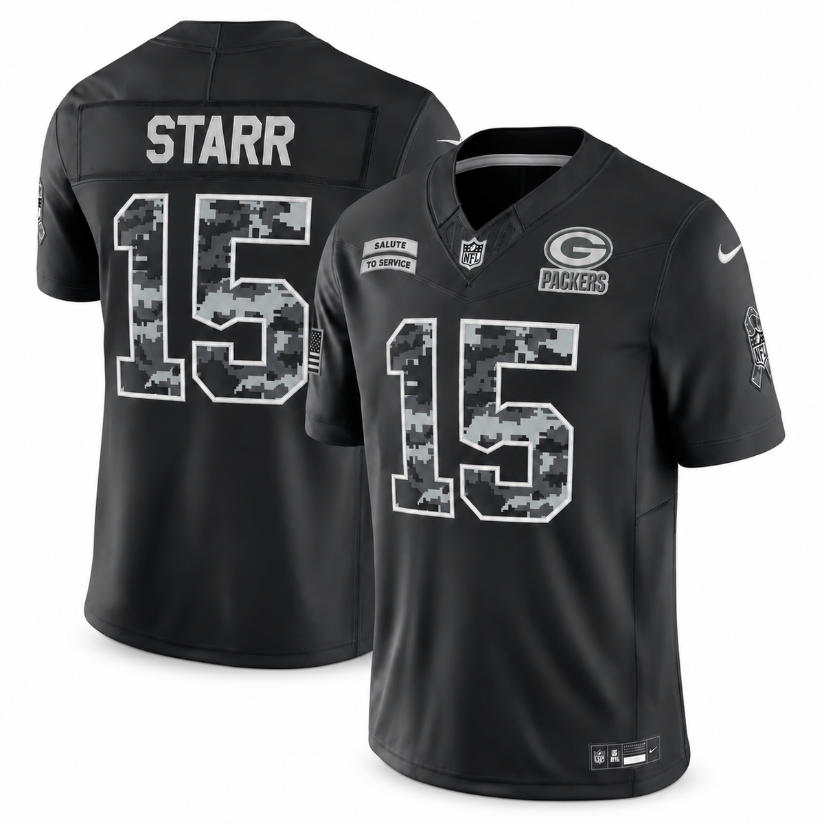 Men's Green Bay Packers 2026 Salute to Service Stitched Limited Jersey - Black