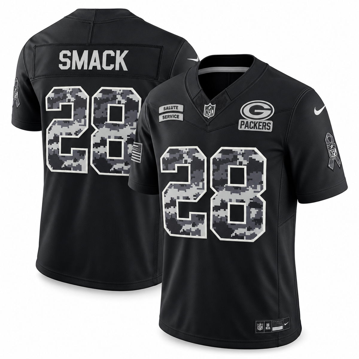 Men's Green Bay Packers 2026 Salute to Service Stitched Limited Jersey - Black