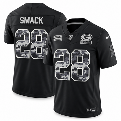 Men's Trey Smack Green Bay Packers 2026 Salute to Service Stitched Limited Jersey - Black