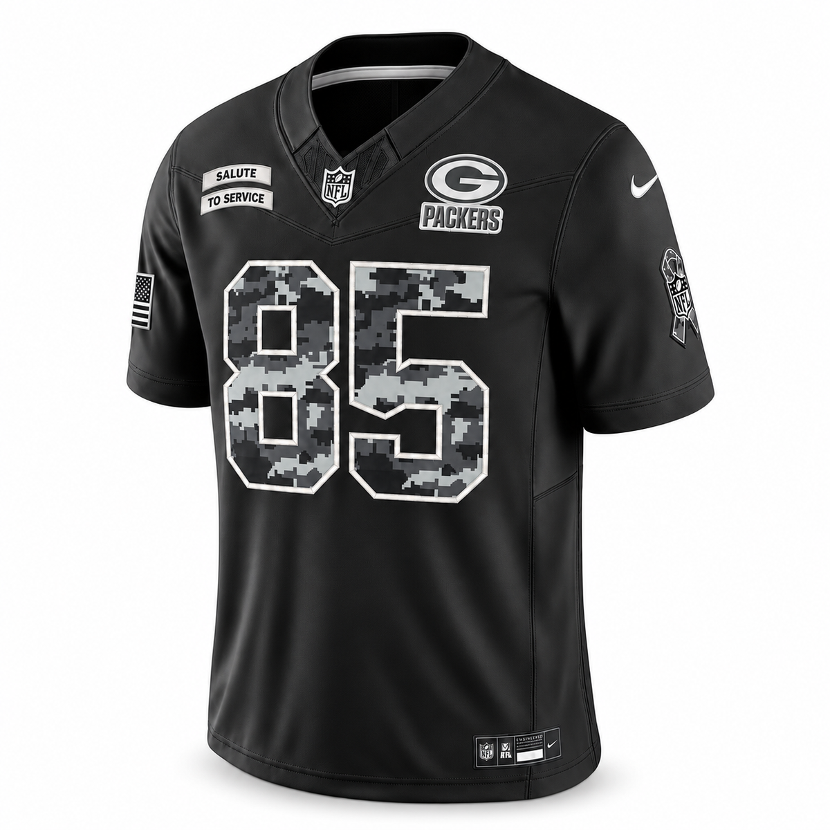 Men's Tucker Kraft Green Bay Packers 2026 Salute to Service Stitched Limited Jersey - Black