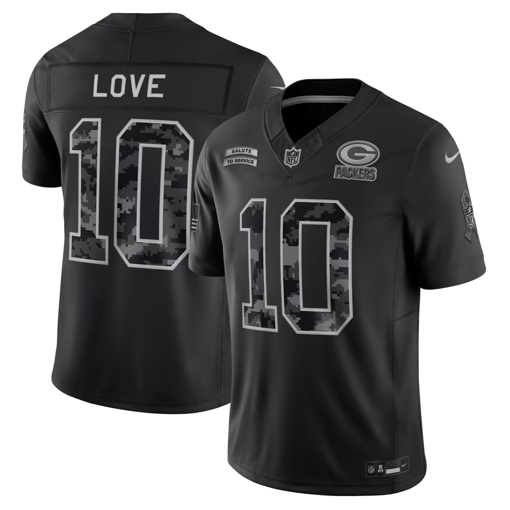 Men's Green Bay Packers 2026 Salute to Service Stitched Limited Jersey - Black