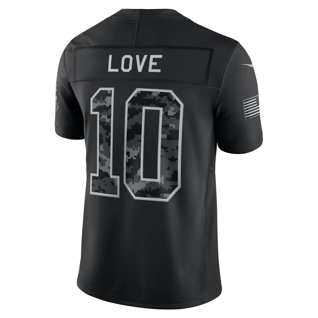 Men's Jordan Love Green Bay Packers 2026 Salute to Service Stitched Limited Jersey - Black