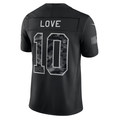 Men's Jordan Love Green Bay Packers 2026 Salute to Service Stitched Limited Jersey - Black